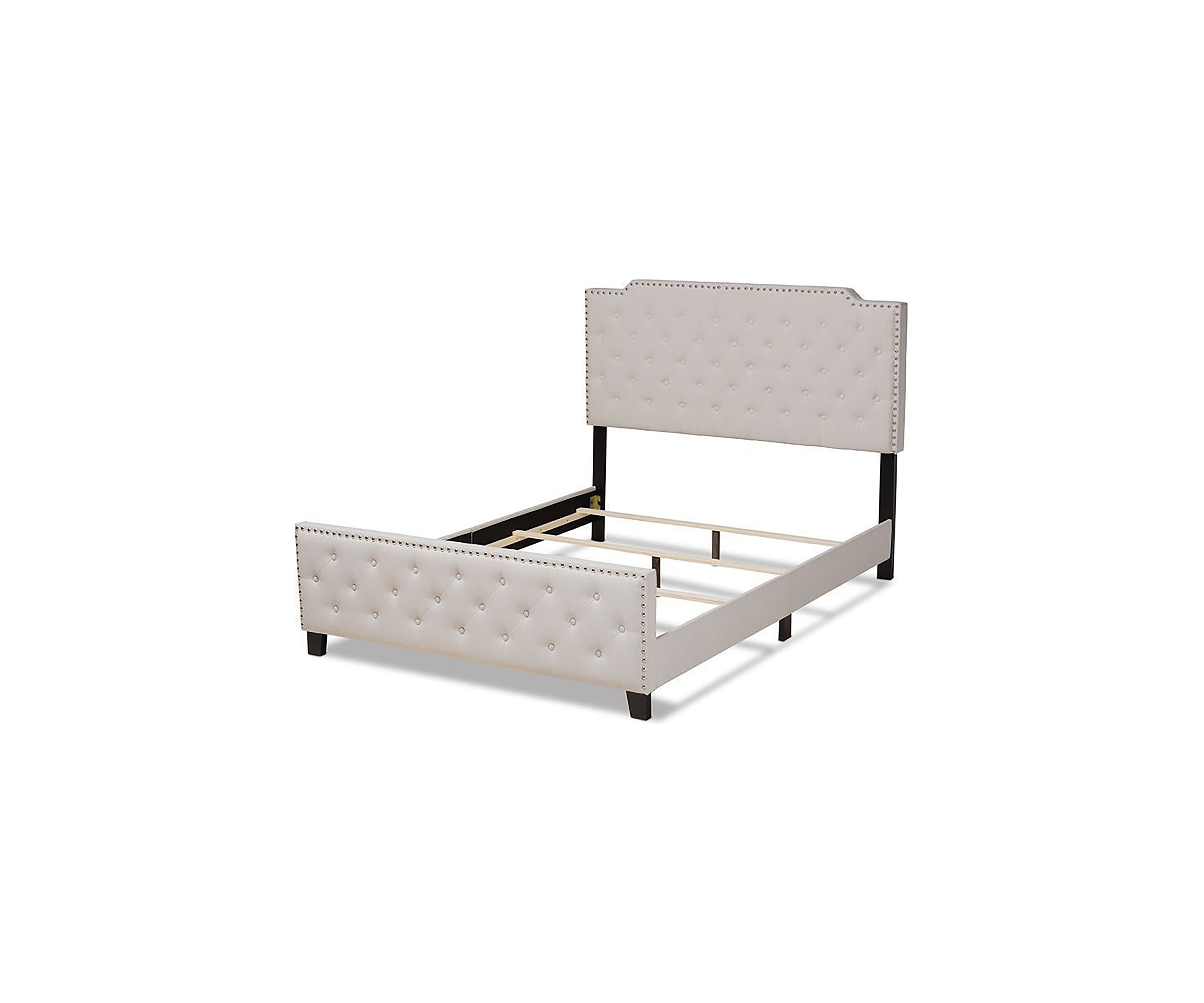 Marion Modern Transitional Grey Fabric Upholstered Button Tufted Panel Bed