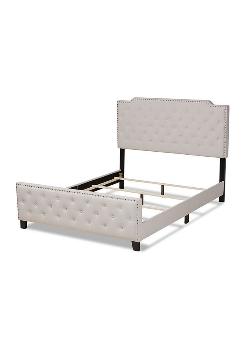 Marion Modern Transitional Grey Fabric Upholstered Button Tufted Panel Bed