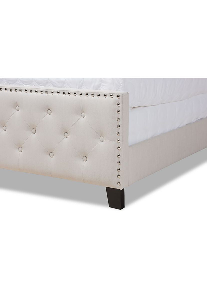 Marion Modern Transitional Grey Fabric Upholstered Button Tufted Panel Bed