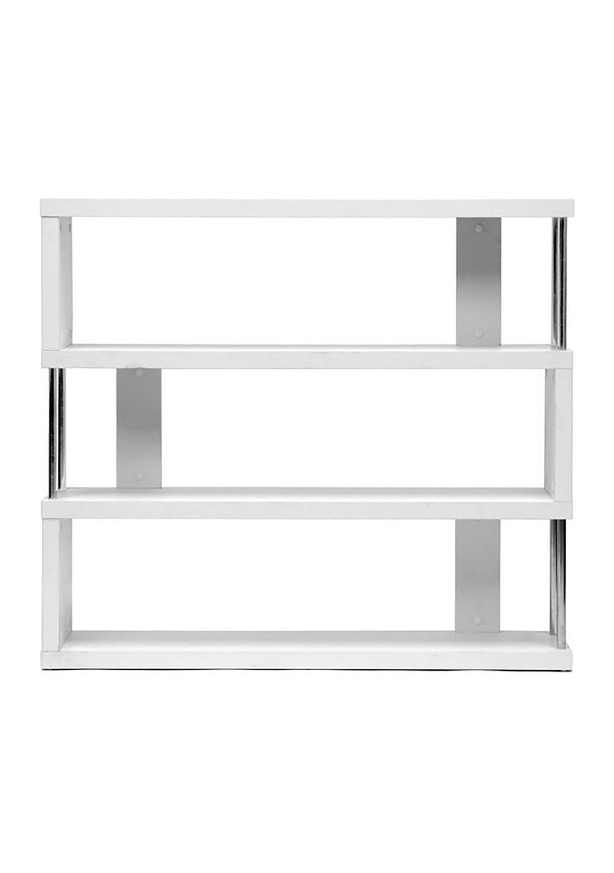 Barnes White Three-Shelf Modern Bookcase