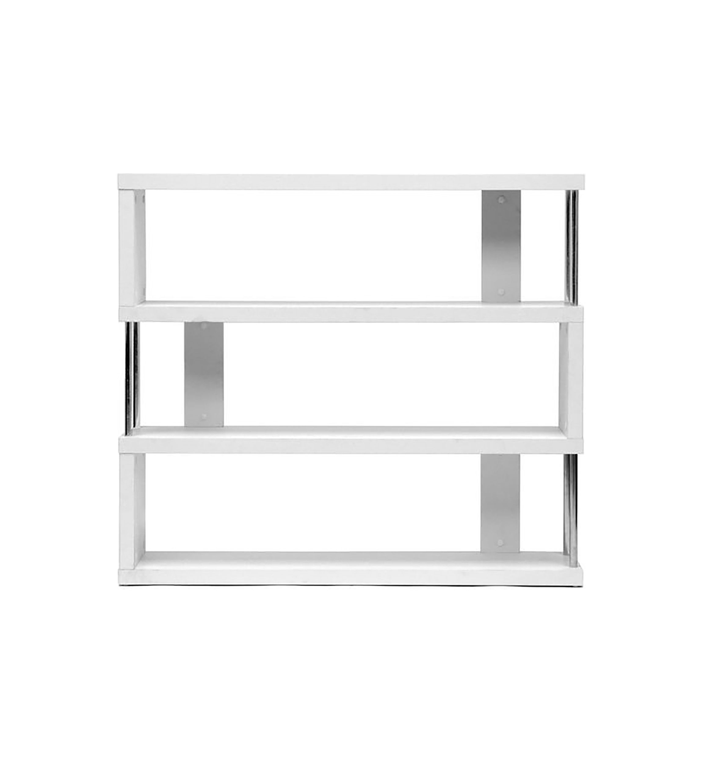 Barnes White Three-Shelf Modern Bookcase