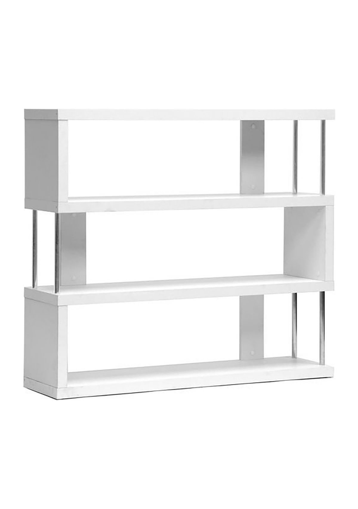 Barnes White Three-Shelf Modern Bookcase