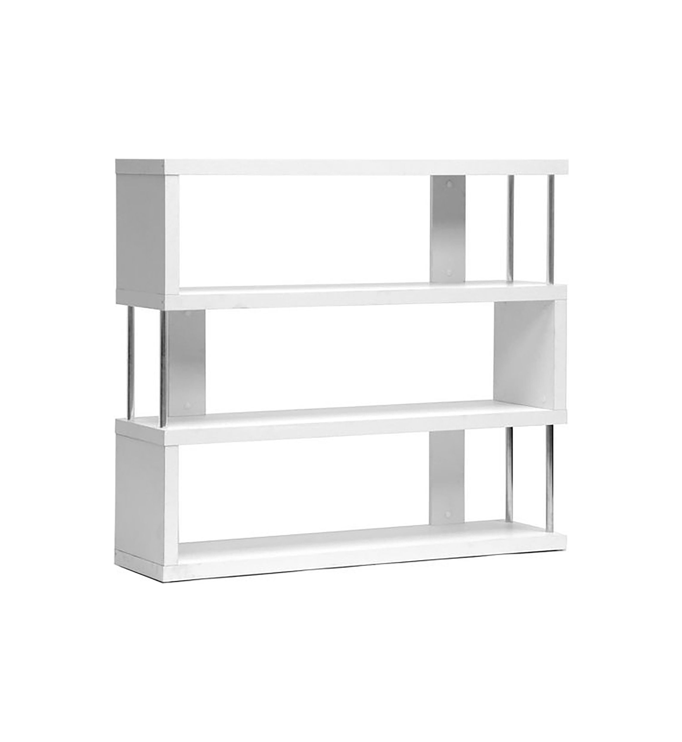 Barnes White Three-Shelf Modern Bookcase