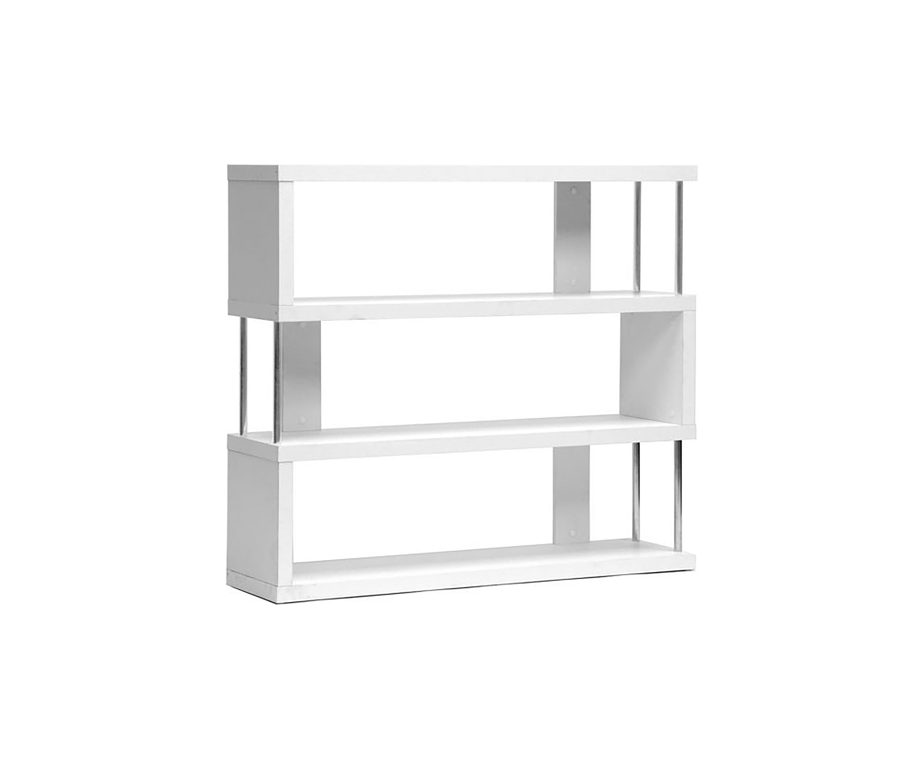 Barnes White Three-Shelf Modern Bookcase