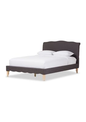 Baxton Studio Fannie French Classic Modern Style Beige Linen Fabric Platform Bed, Grey, Queen -  0847321059276