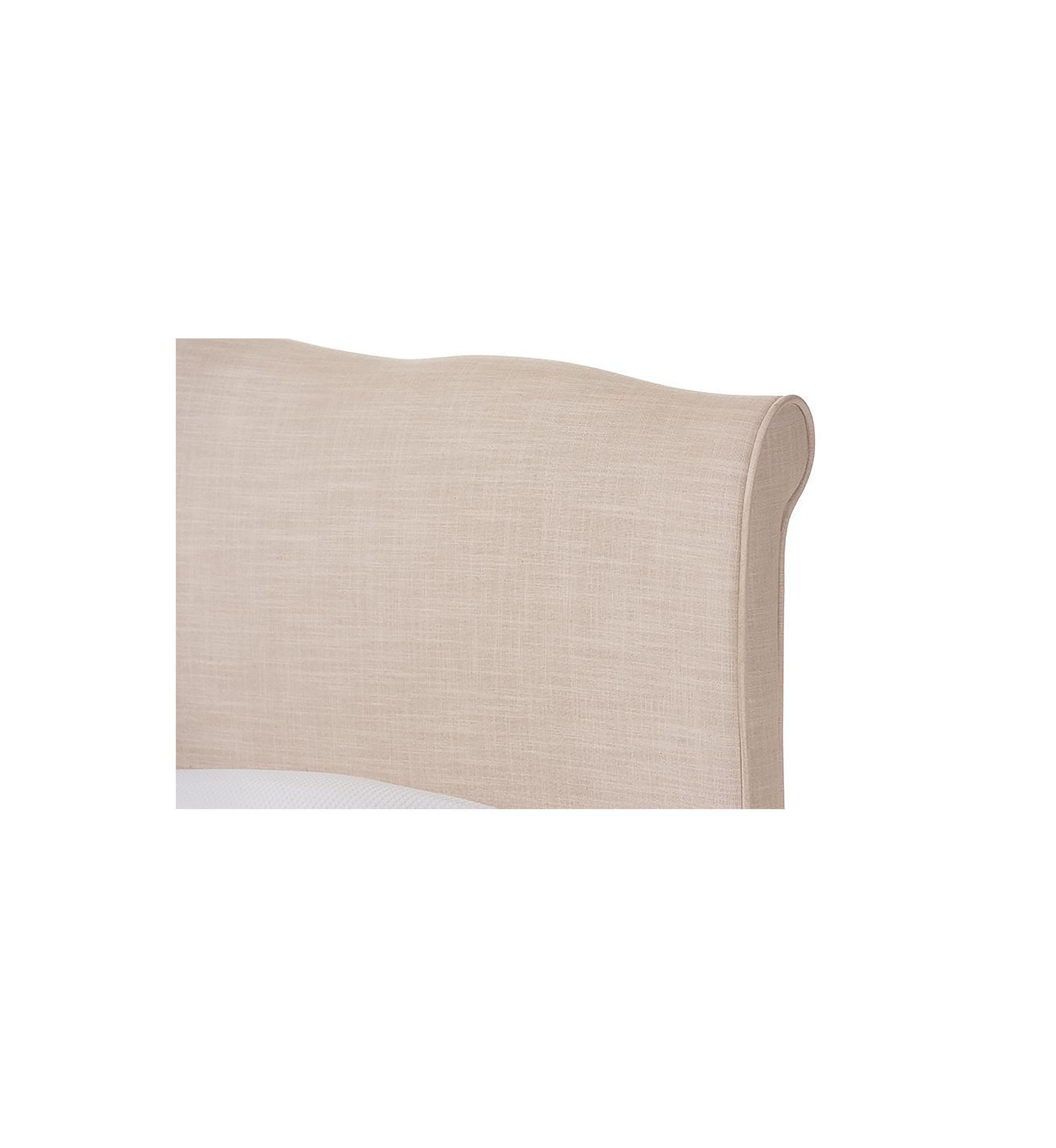 Fannie French Classic Modern Style Beige Linen Fabric Platform Bed