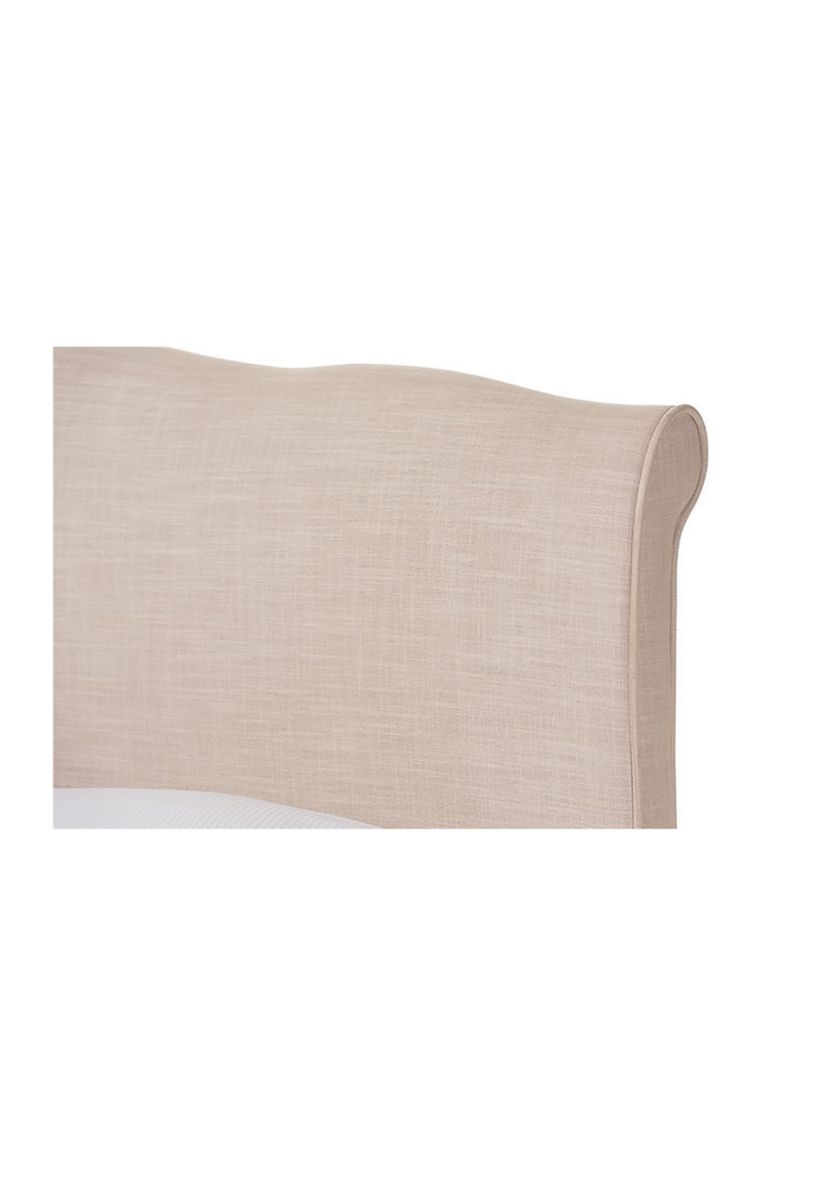 Fannie French Classic Modern Style Beige Linen Fabric Platform Bed