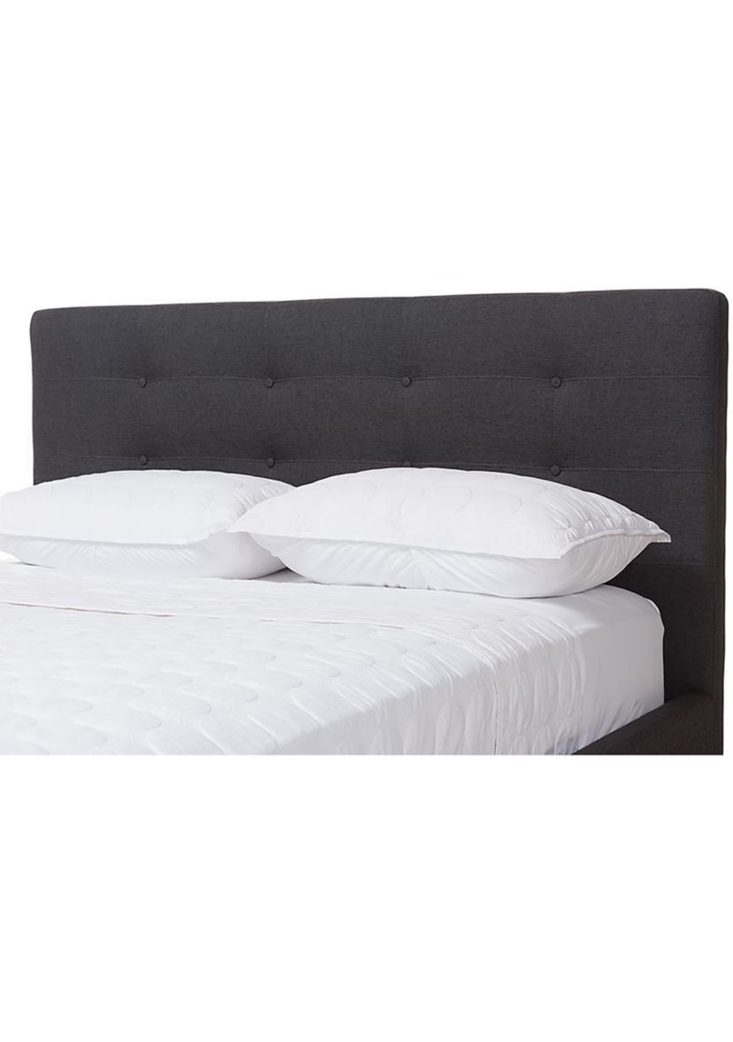 Valencia Mid-Century Modern Greyish Beige Fabric Platform Bed