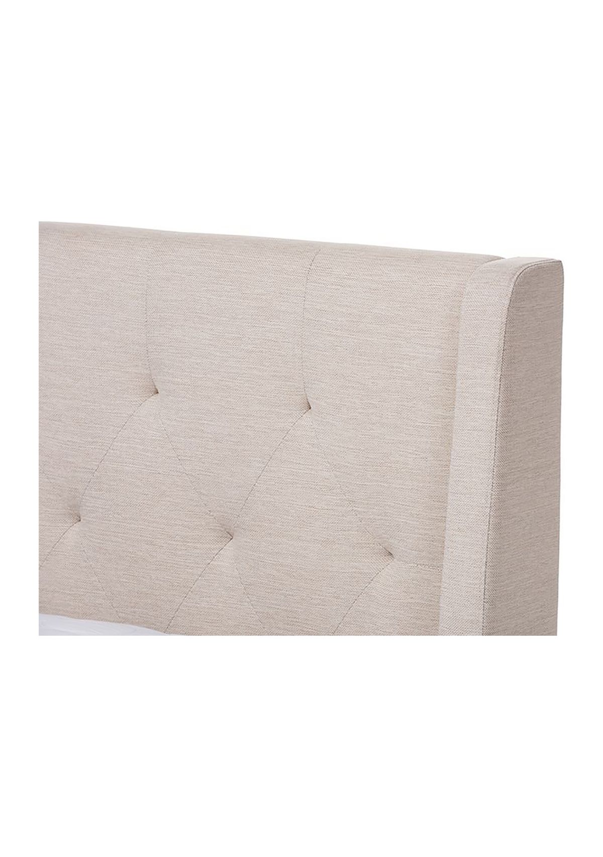 Adelaide Retro Modern Light Beige Fabric Upholstered Platform Bed