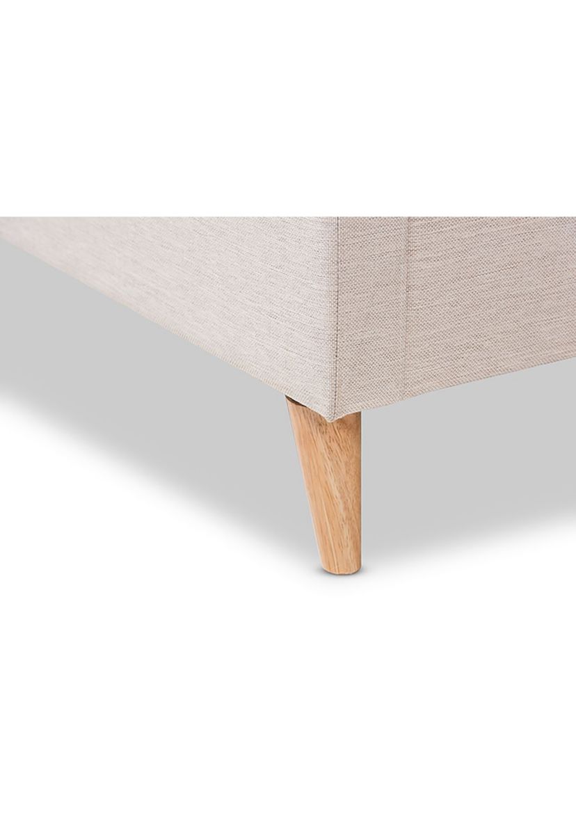 Adelaide Retro Modern Light Beige Fabric Upholstered Platform Bed