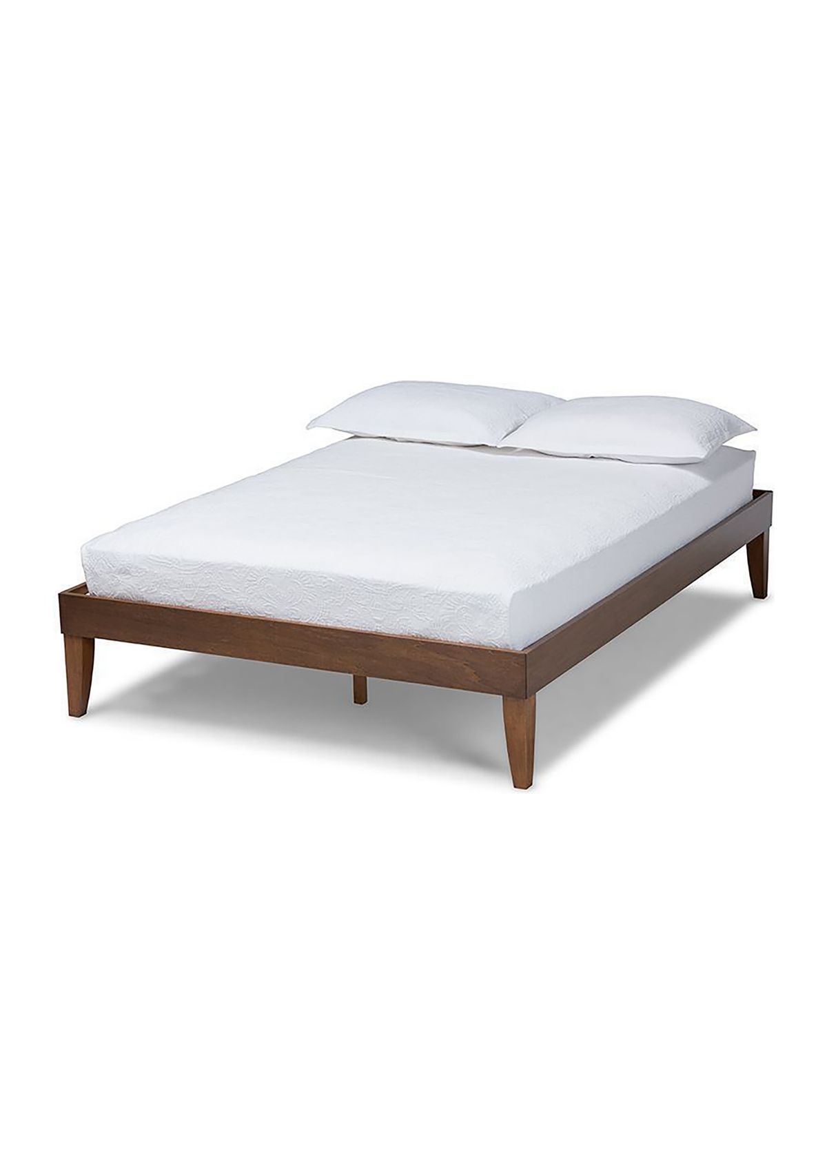 Lucina Mid-Century Modern Walnut Brown Finished Platform Bed Frame