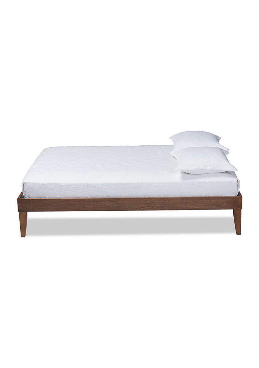 Lucina Mid-Century Modern Walnut Brown Finished Platform Bed Frame