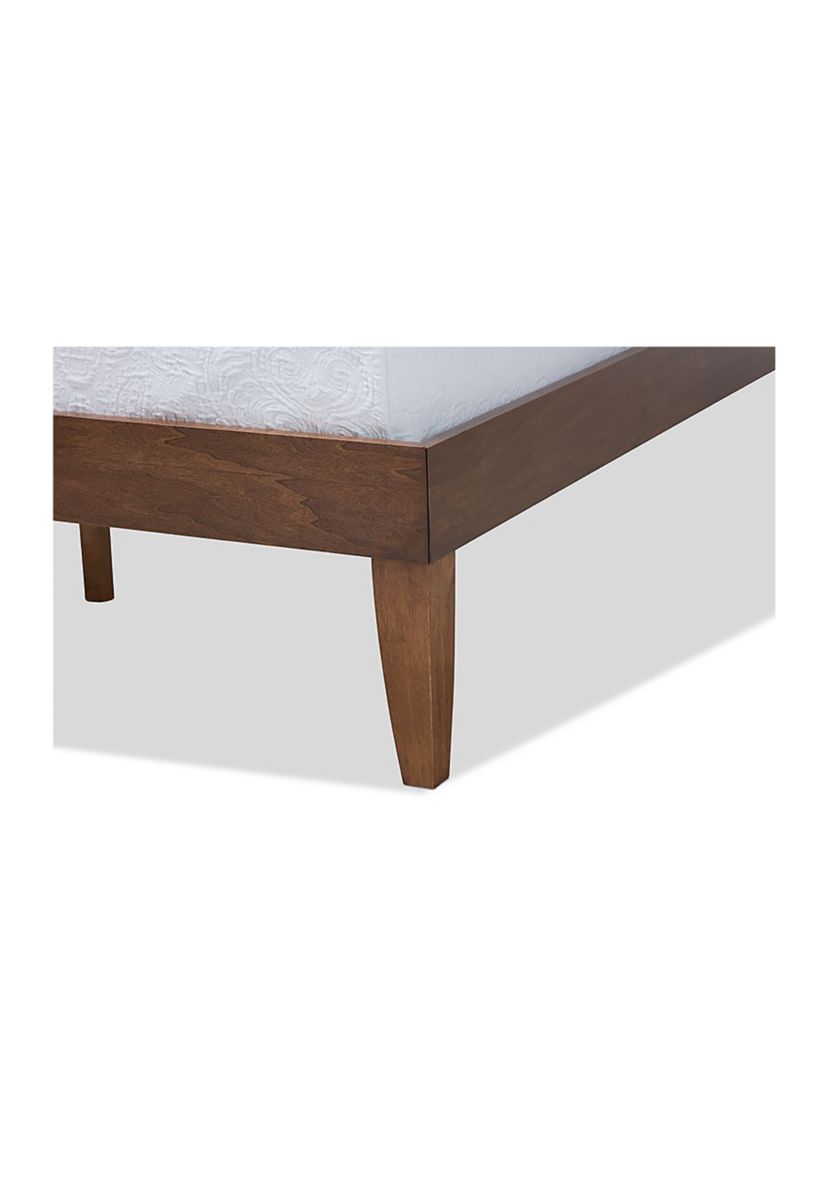 Lucina Mid-Century Modern Walnut Brown Finished Platform Bed Frame