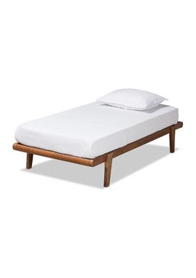 Baxton Studio Kaia Mid-Century Modern Walnut Brown Finished Wood Platform Bed Frame, Full