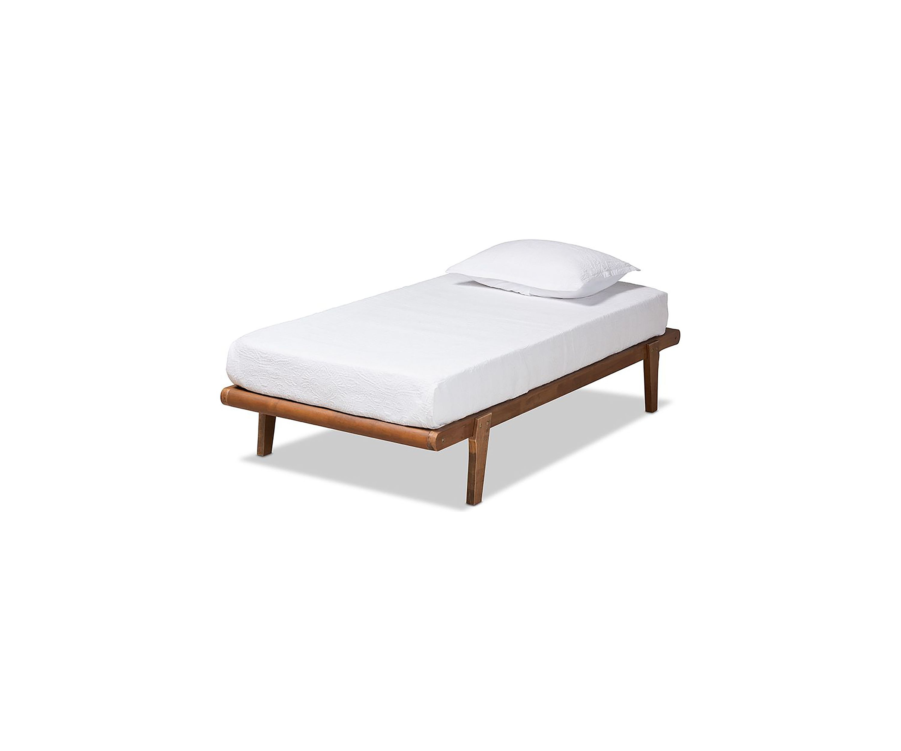 Kaia Mid-Century Modern Walnut Brown Finished Wood Platform Bed Frame