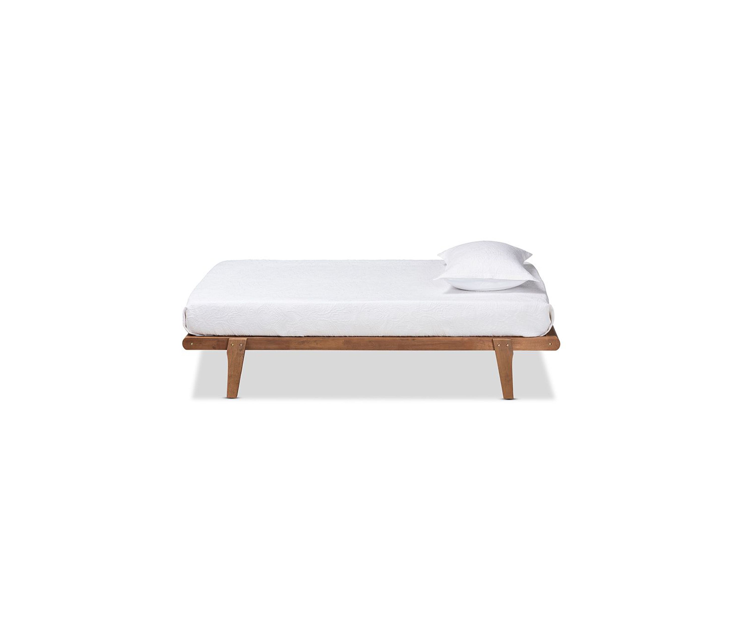 Kaia Mid-Century Modern Walnut Brown Finished Wood Platform Bed Frame