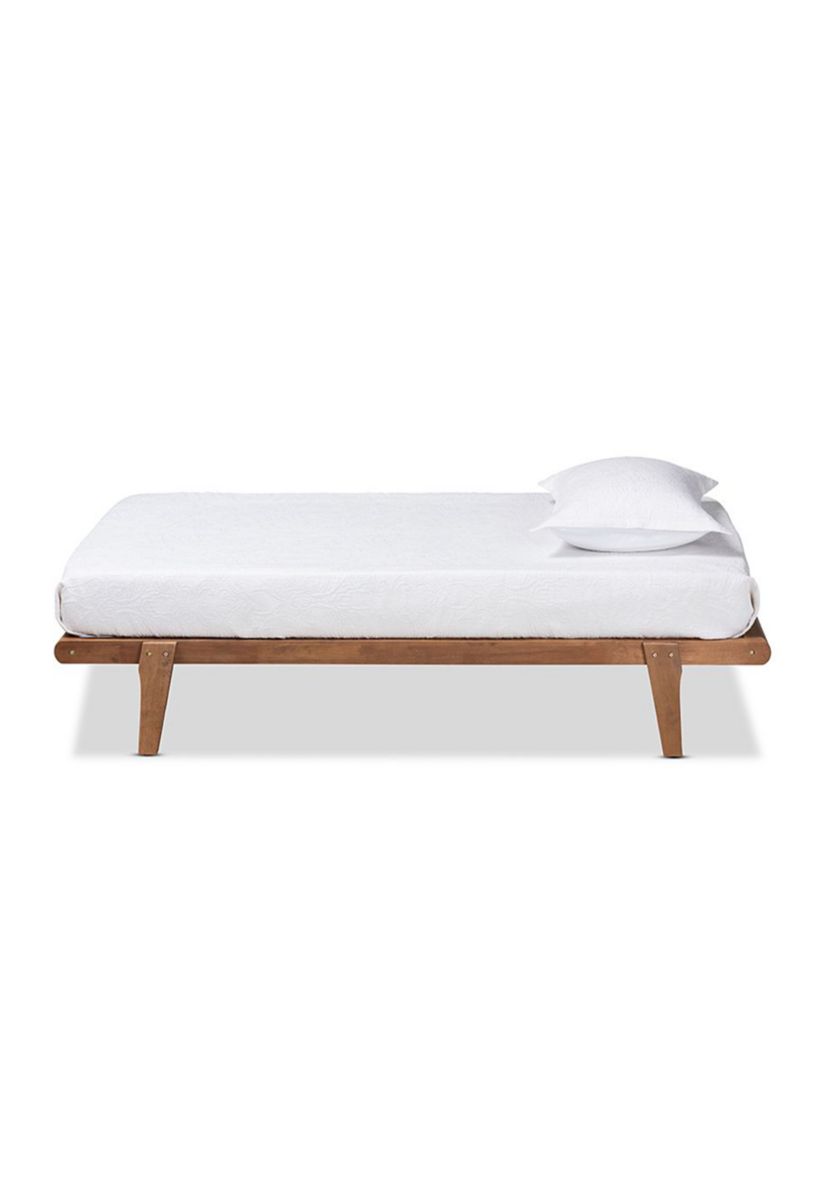 Kaia Mid-Century Modern Walnut Brown Finished Wood Platform Bed Frame