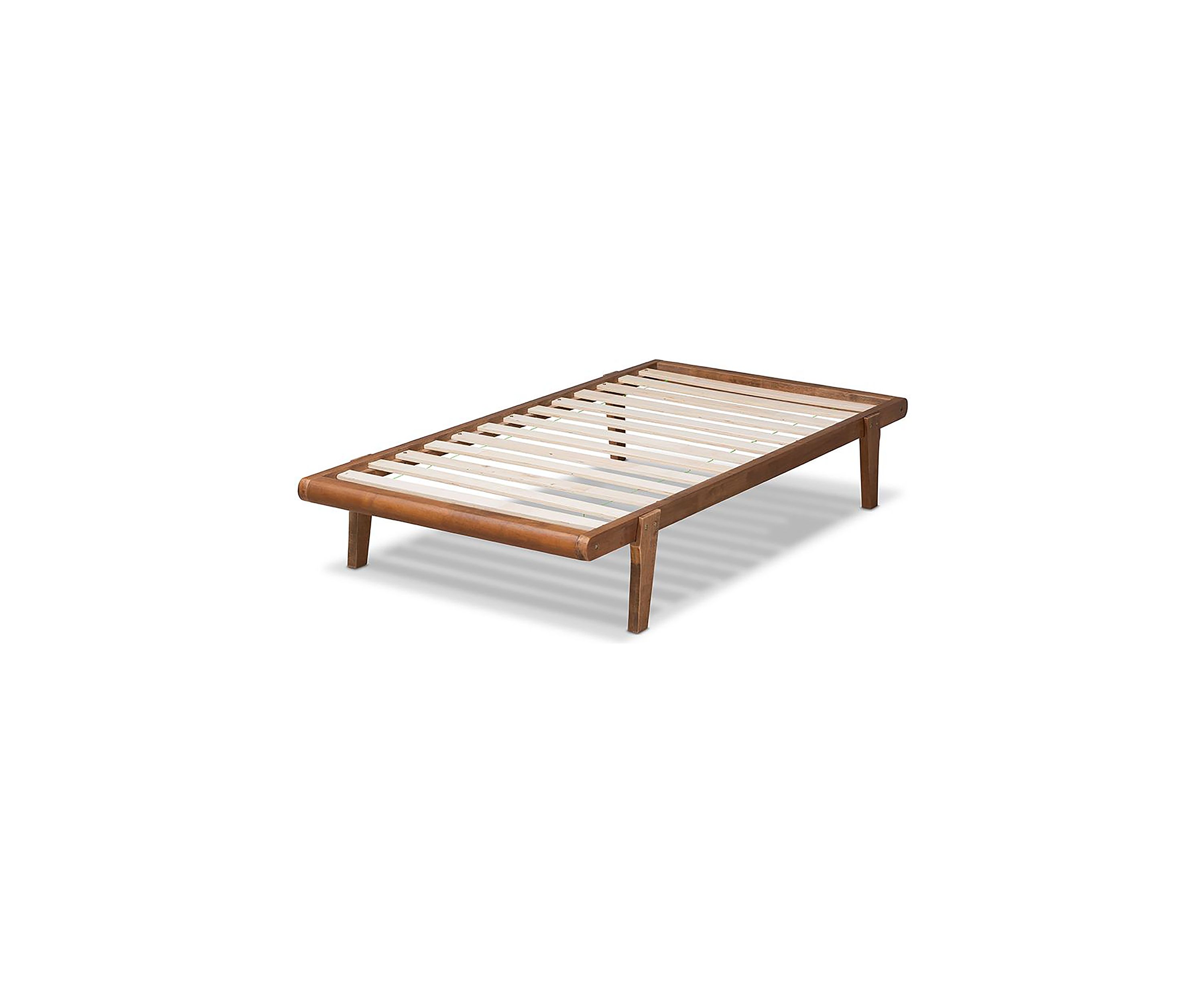 Kaia Mid-Century Modern Walnut Brown Finished Wood Platform Bed Frame
