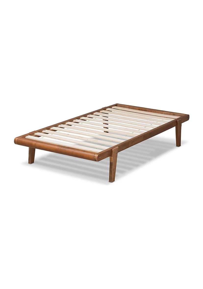 Kaia Mid-Century Modern Walnut Brown Finished Wood Platform Bed Frame