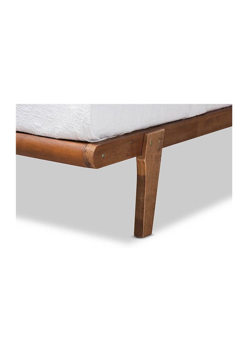 Kaia Mid-Century Modern Walnut Brown Finished Wood Platform Bed Frame