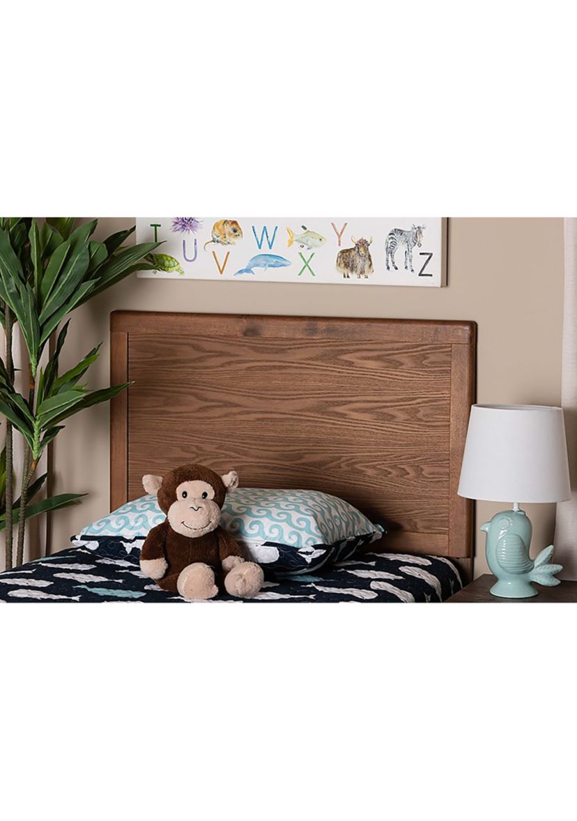 Raya Mid-Century Modern Walnut Brown Finished Wood Headboard