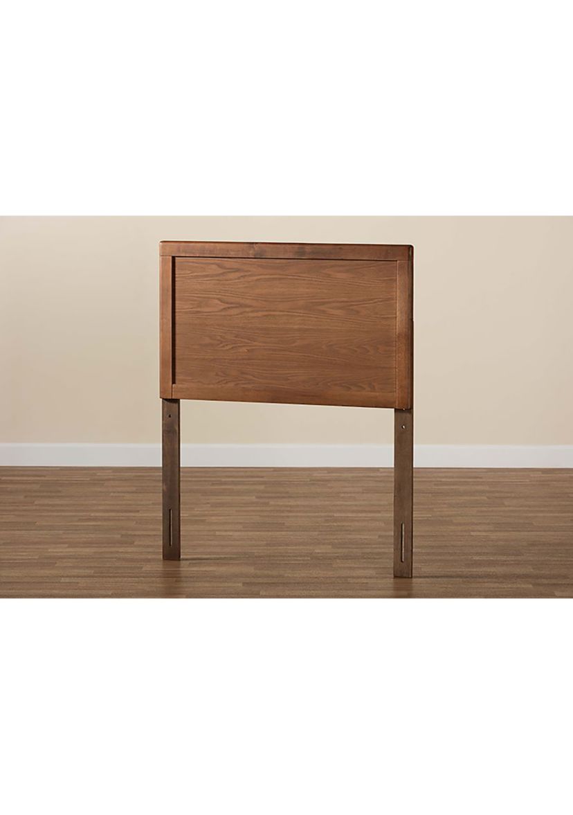 Raya Mid-Century Modern Walnut Brown Finished Wood Headboard