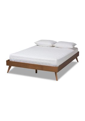 Lissette Mid-Century Modern Ash Walnut Finished Wood Platform Bed Frame