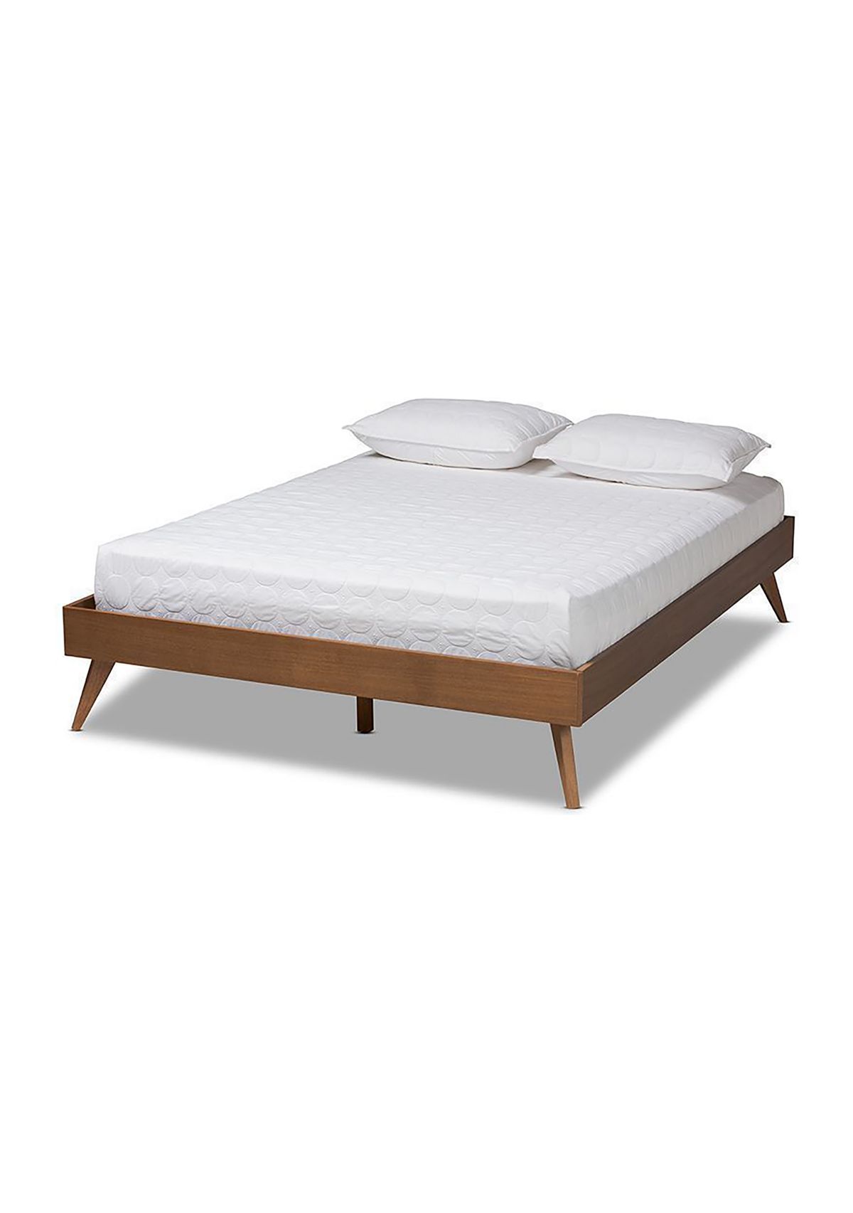 Lissette Mid-Century Modern Ash Walnut Finished Wood Platform Bed Frame