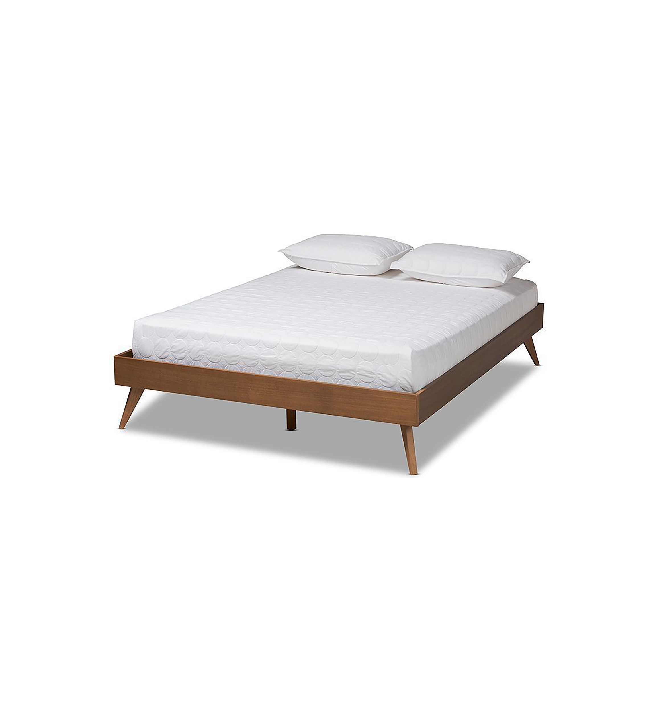 Lissette Mid-Century Modern Ash Walnut Finished Wood Platform Bed Frame