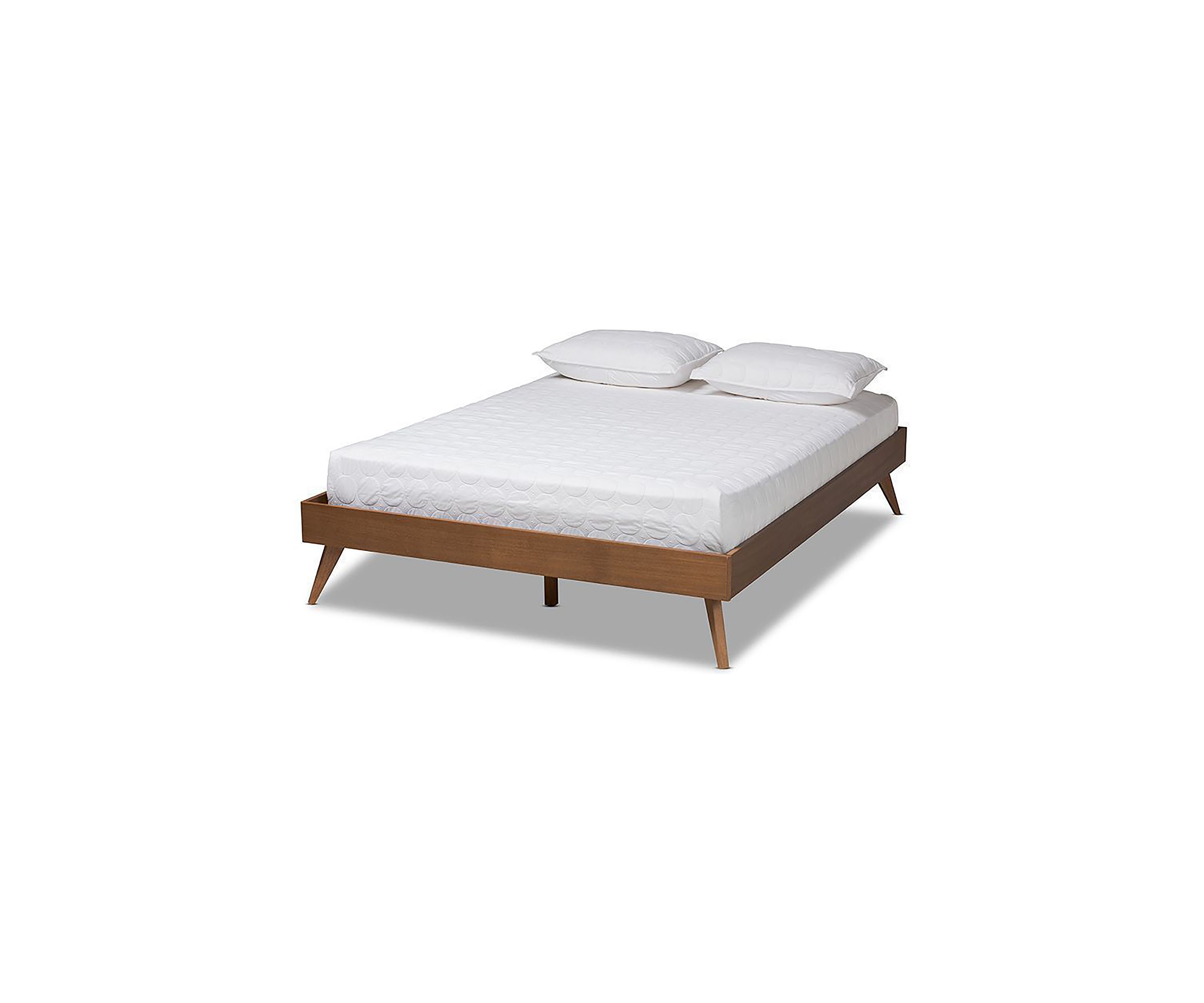 Lissette Mid-Century Modern Ash Walnut Finished Wood Platform Bed Frame