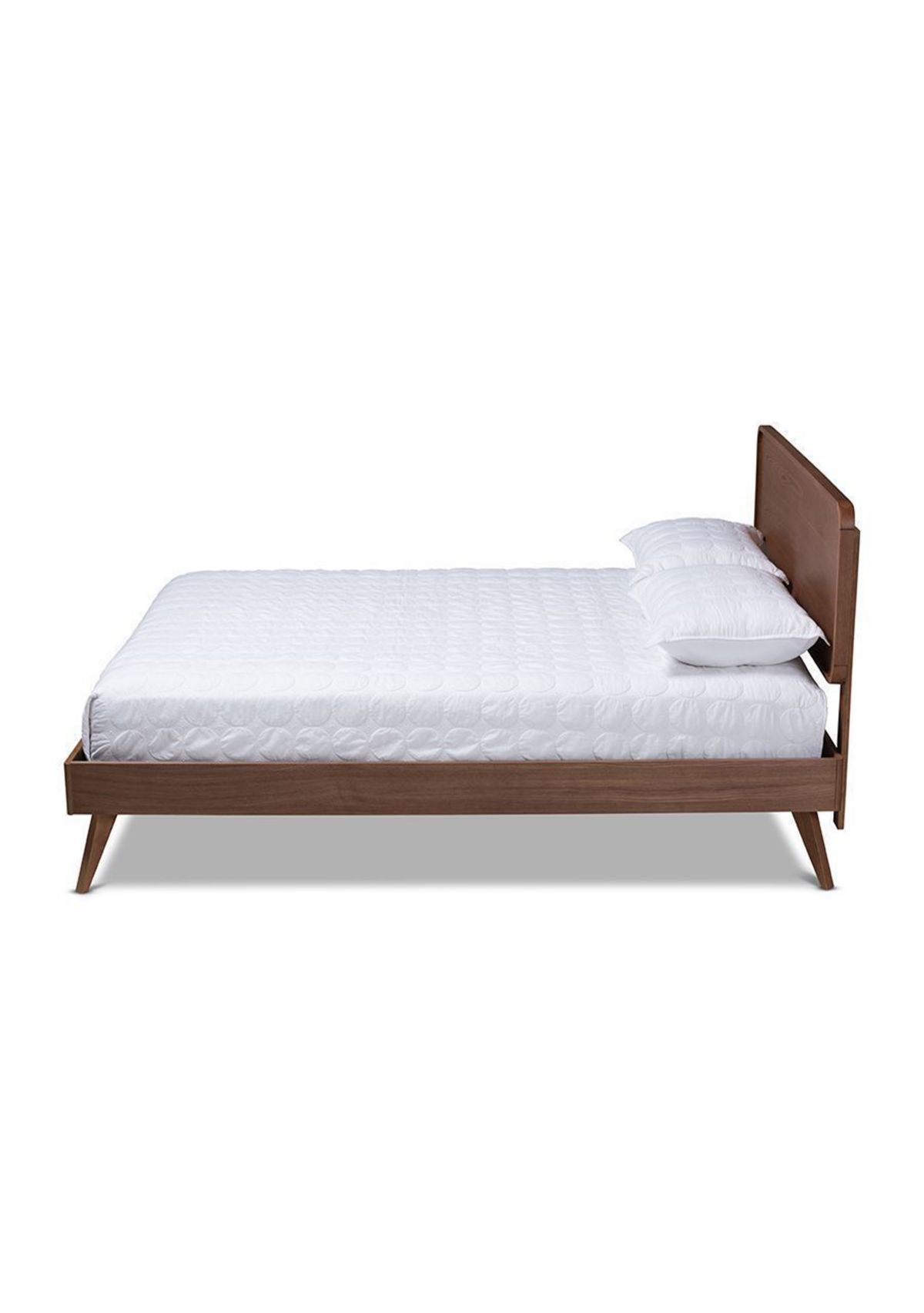 Lissette Mid-Century Modern Ash Walnut Finished Wood Platform Bed Frame