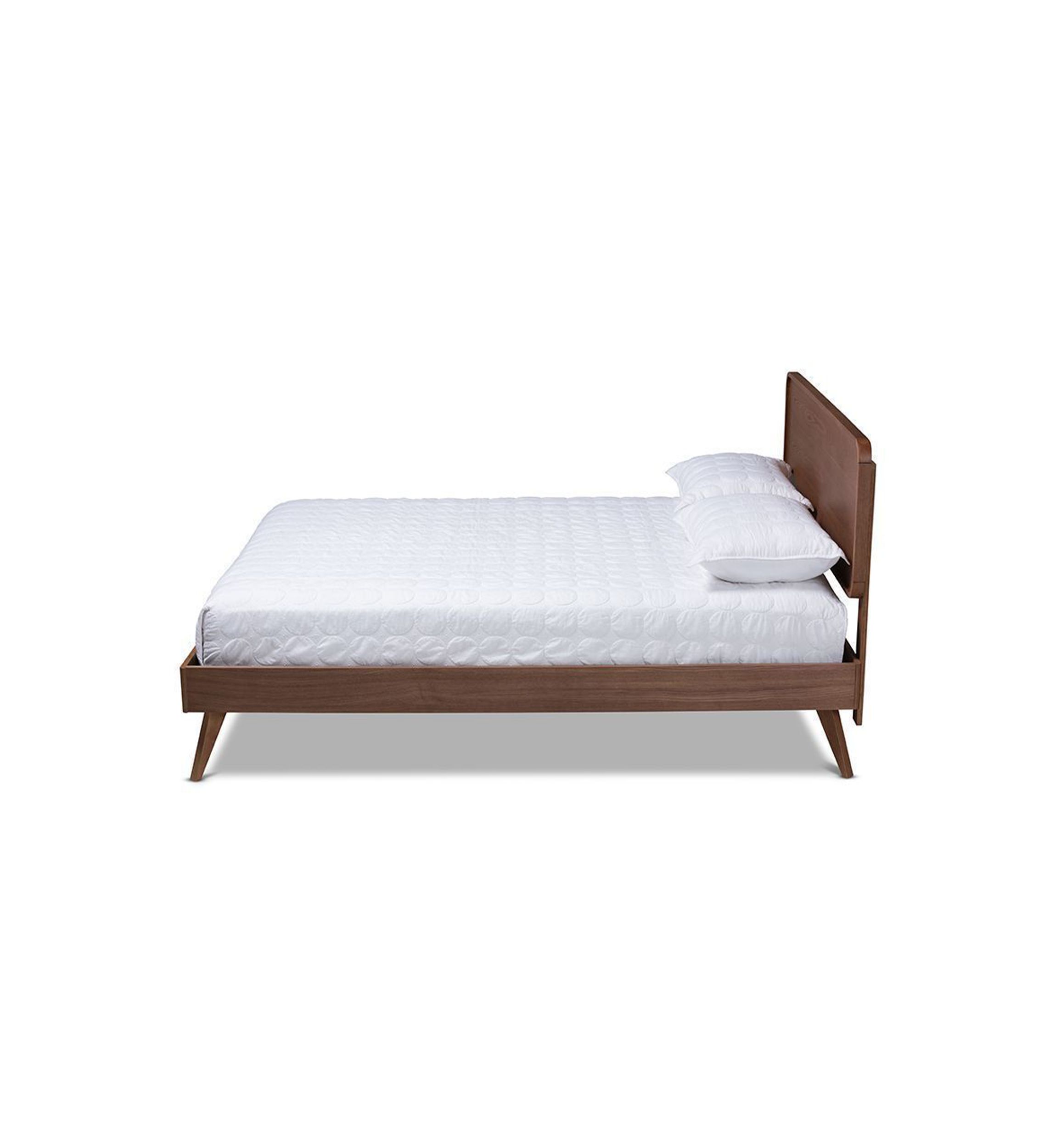 Lissette Mid-Century Modern Ash Walnut Finished Wood Platform Bed Frame