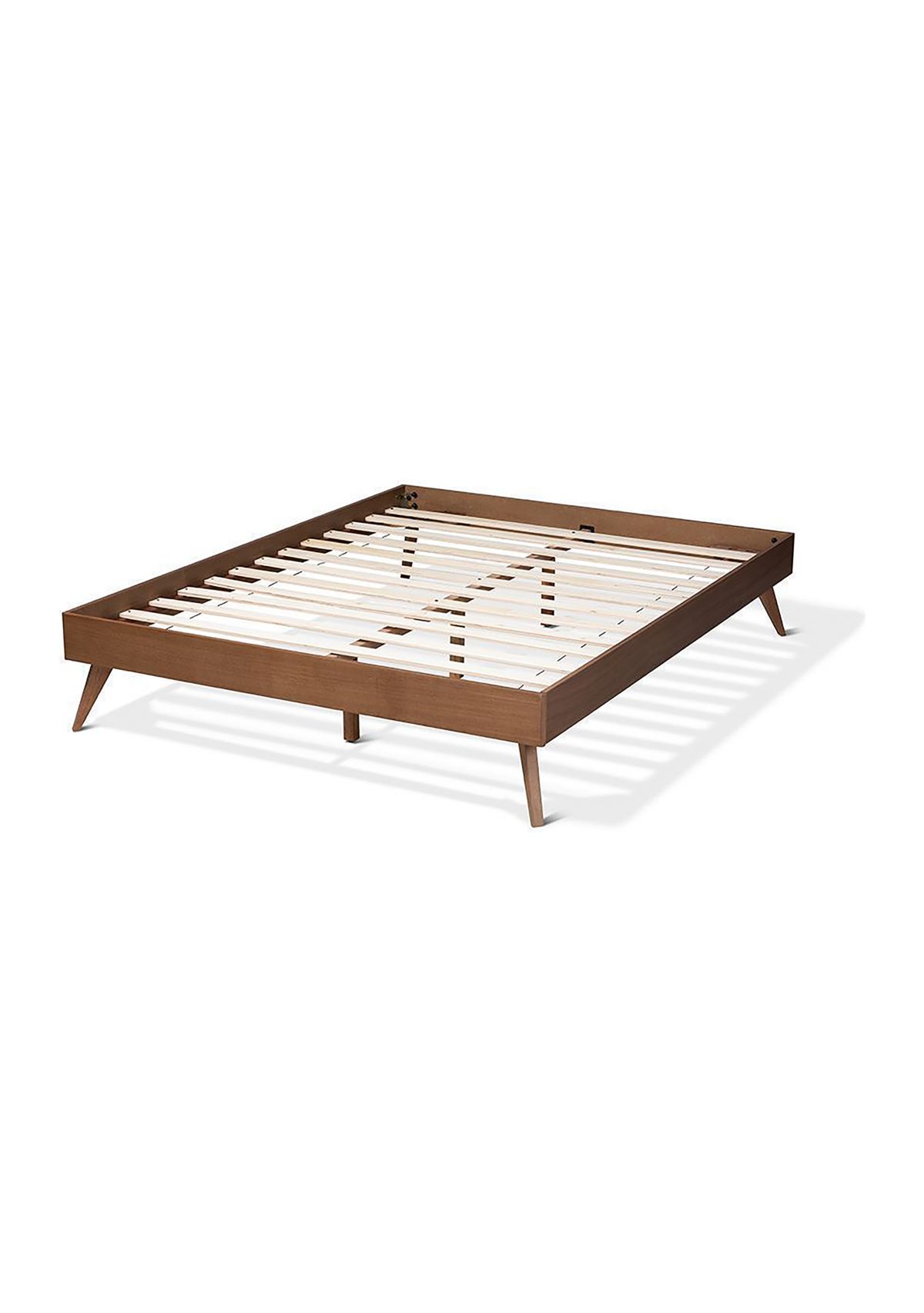 Lissette Mid-Century Modern Ash Walnut Finished Wood Platform Bed Frame