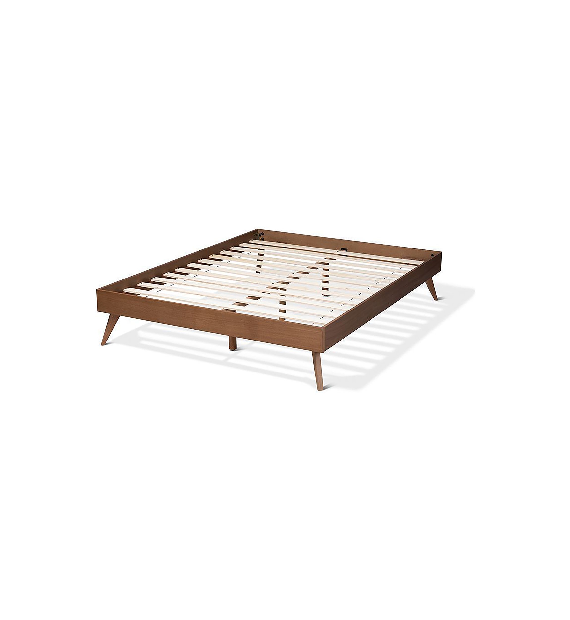 Lissette Mid-Century Modern Ash Walnut Finished Wood Platform Bed Frame