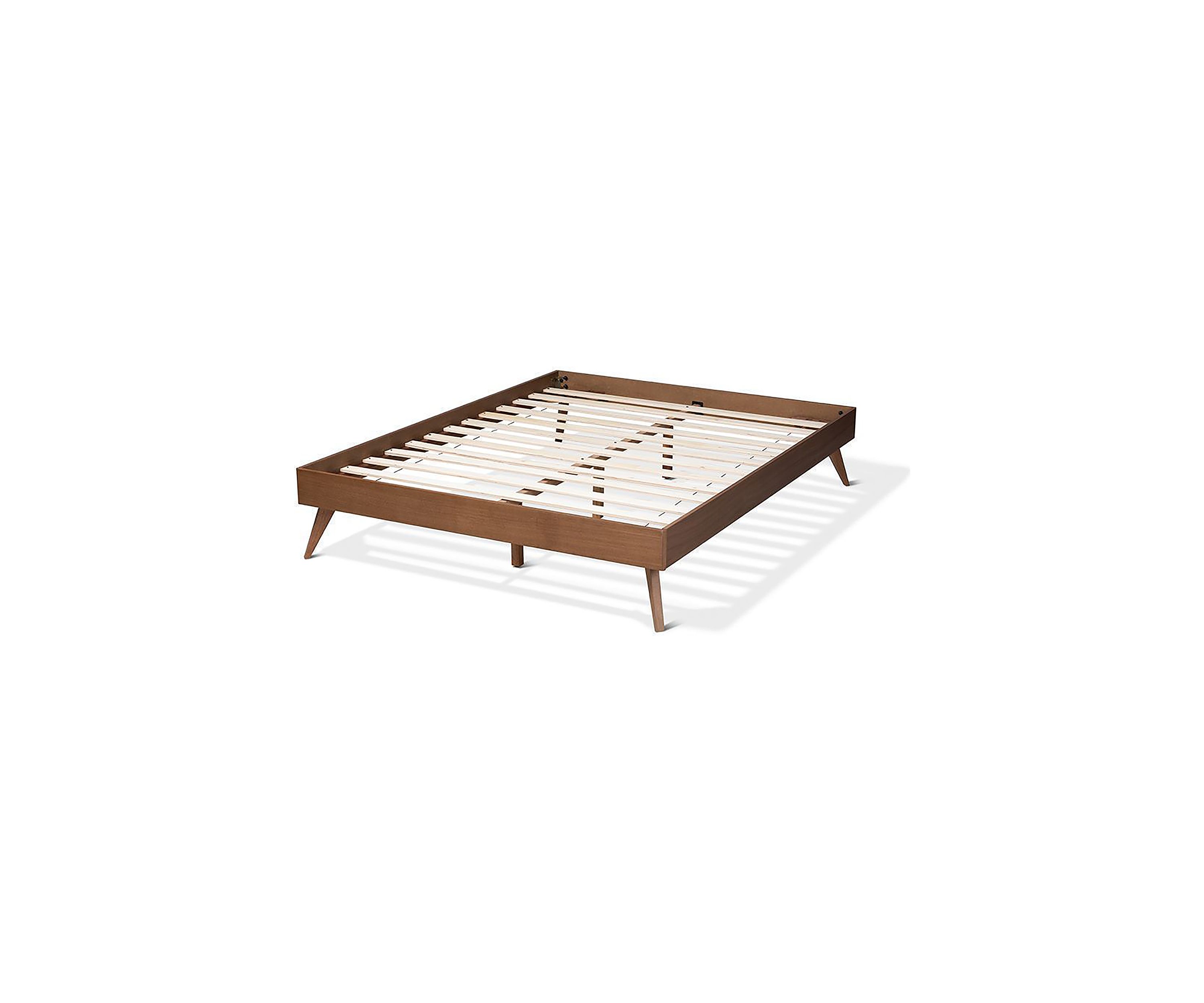 Lissette Mid-Century Modern Ash Walnut Finished Wood Platform Bed Frame