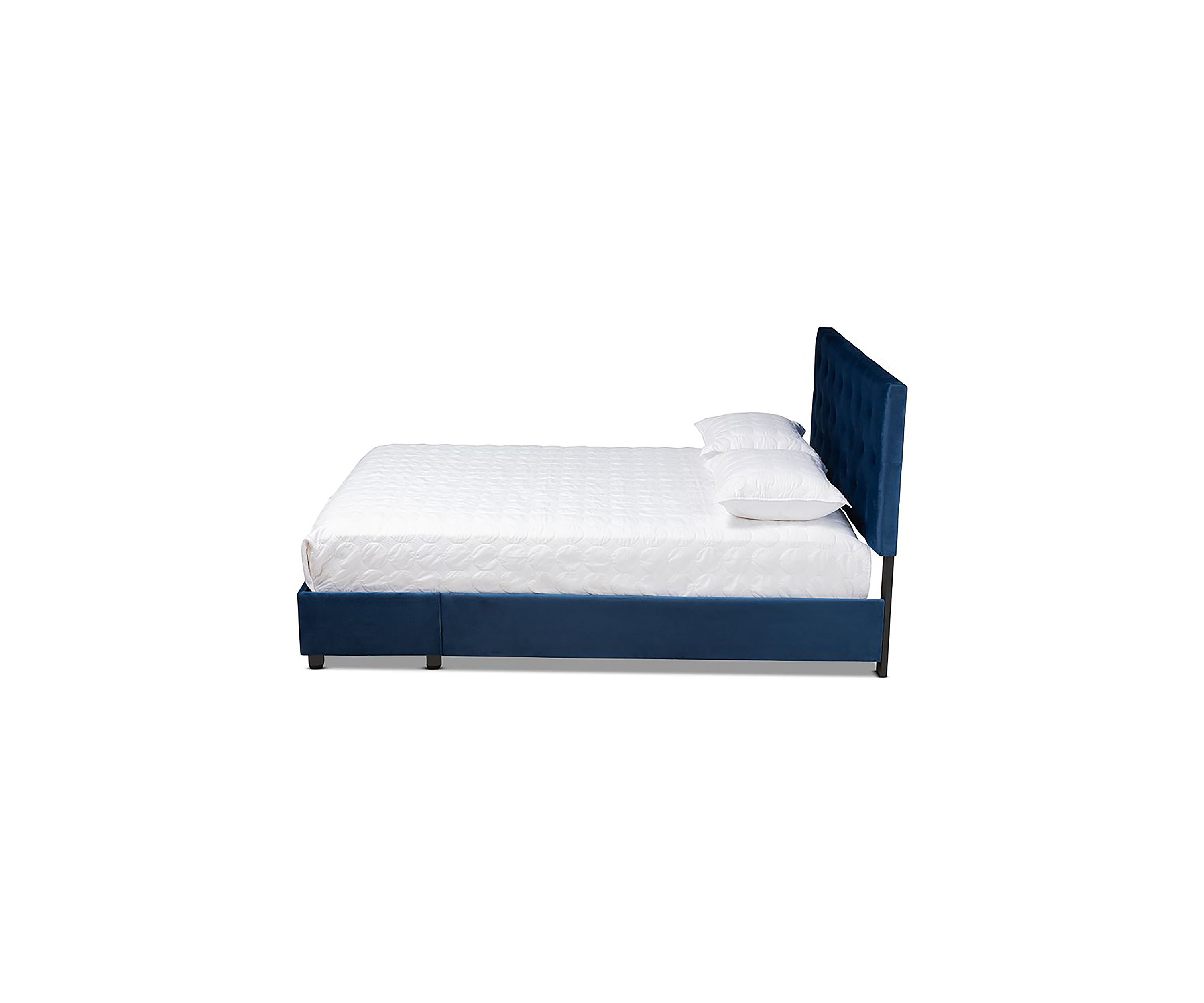 Caronia Modern and Contemporary Navy Blue Velvet Fabric Upholstered 2-Drawer Platform Storage Bed