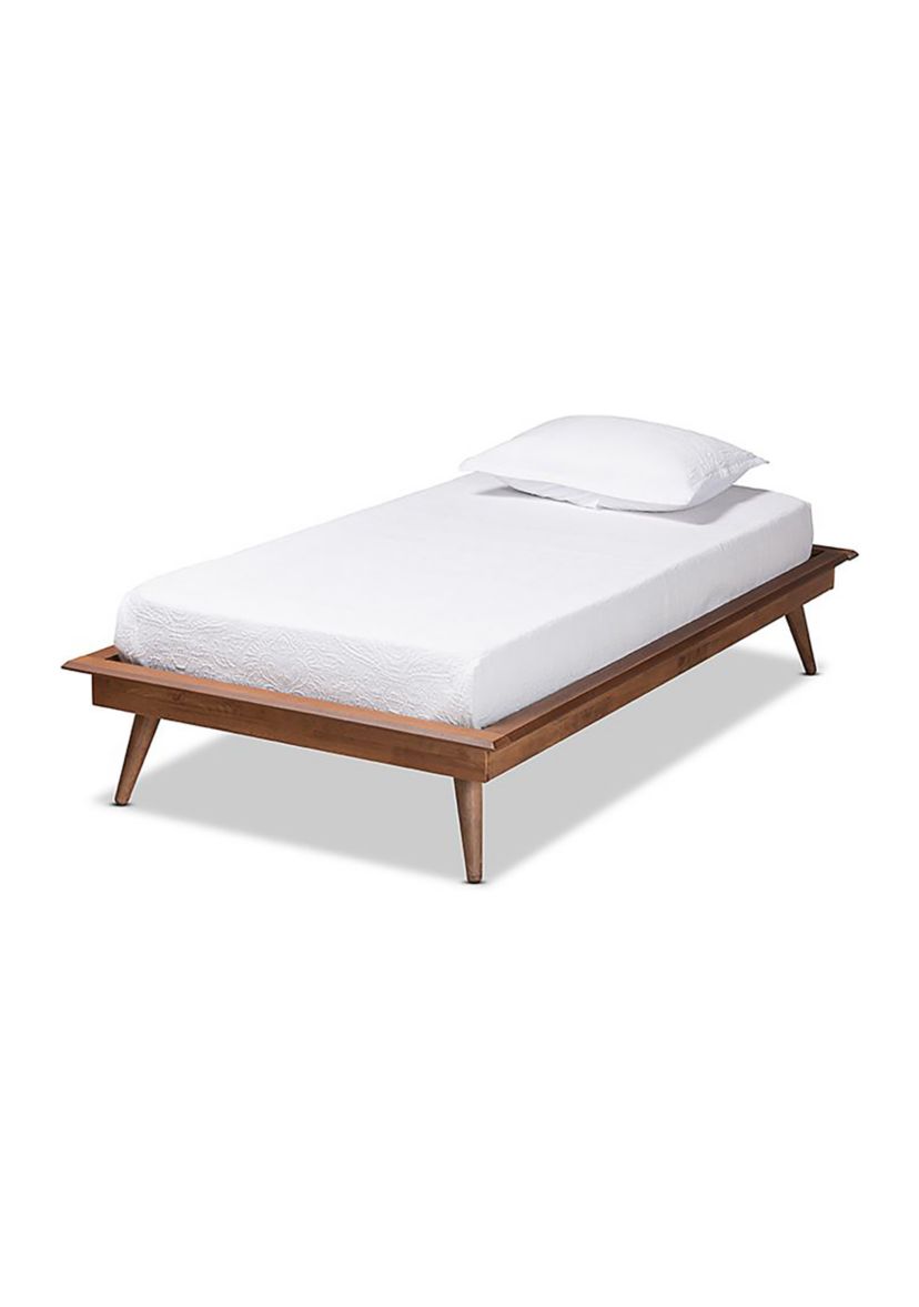 Karine Mid-Century Modern Walnut Brown Finished Wood Platform Bed