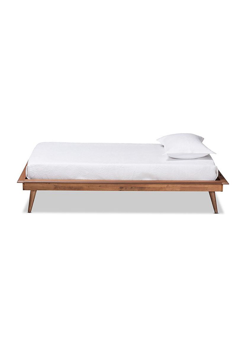 Karine Mid-Century Modern Walnut Brown Finished Wood Platform Bed