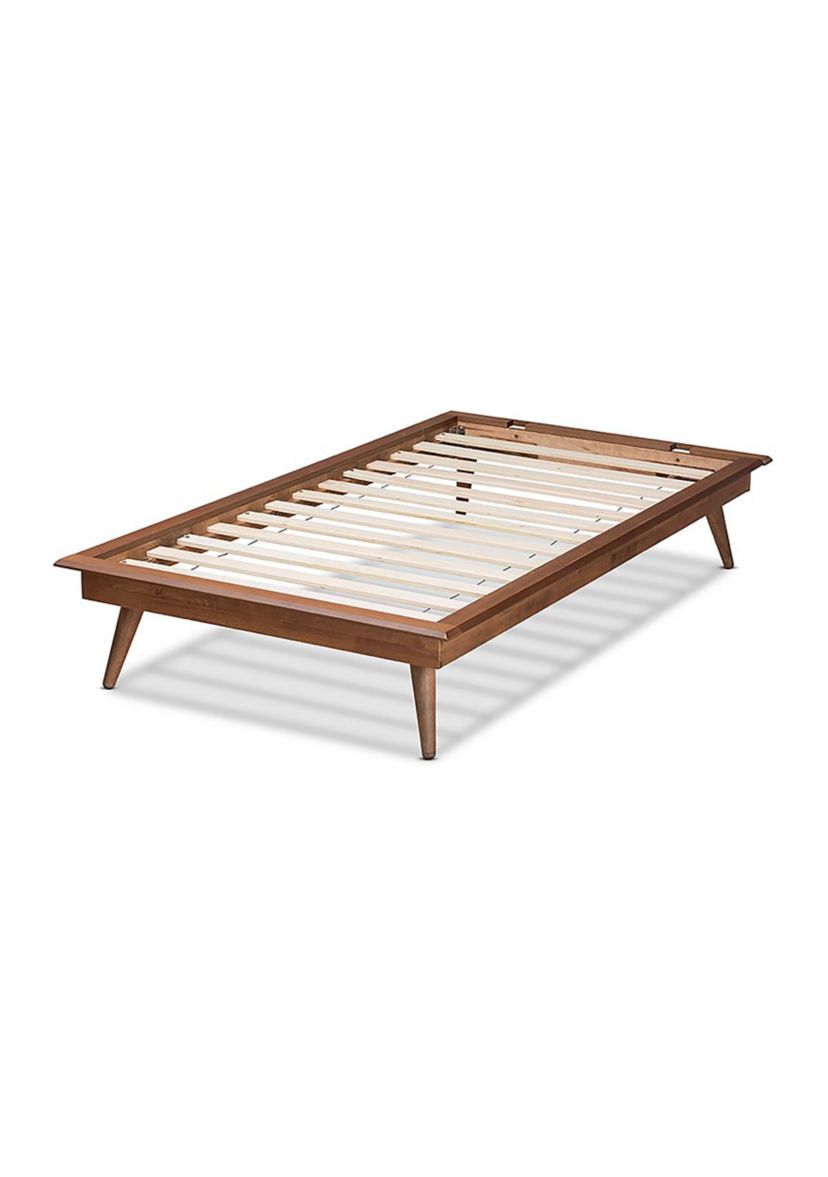 Karine Mid-Century Modern Walnut Brown Finished Wood Platform Bed