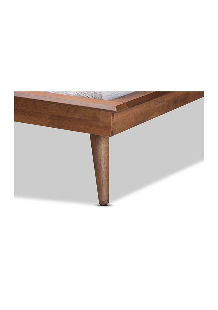 Karine Mid-Century Modern Walnut Brown Finished Wood Platform Bed
