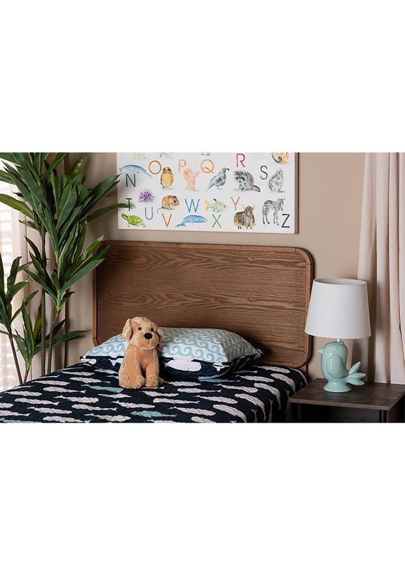 Mailene Mid-Century Modern Walnut Brown Finished Wood Headboard