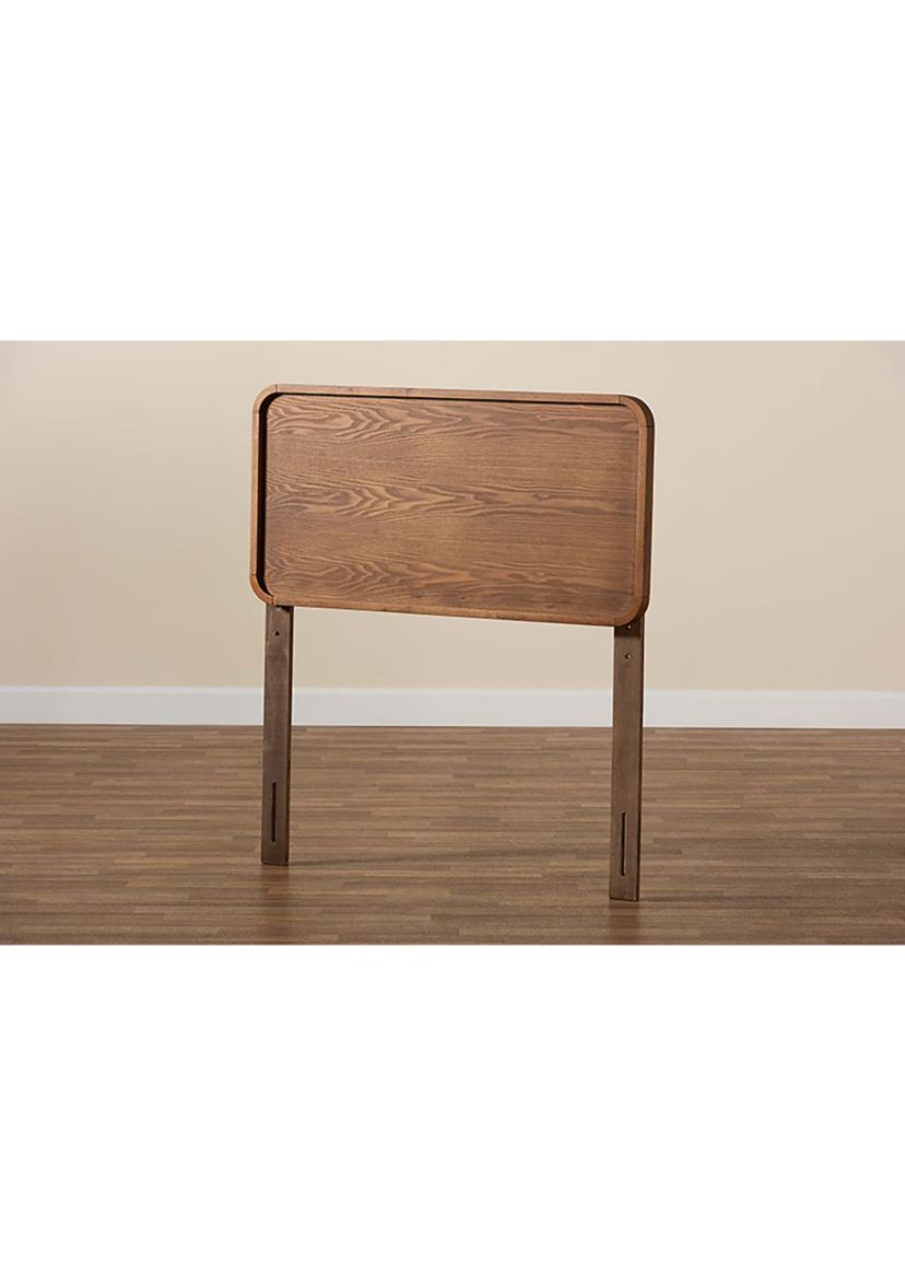 Mailene Mid-Century Modern Walnut Brown Finished Wood Headboard