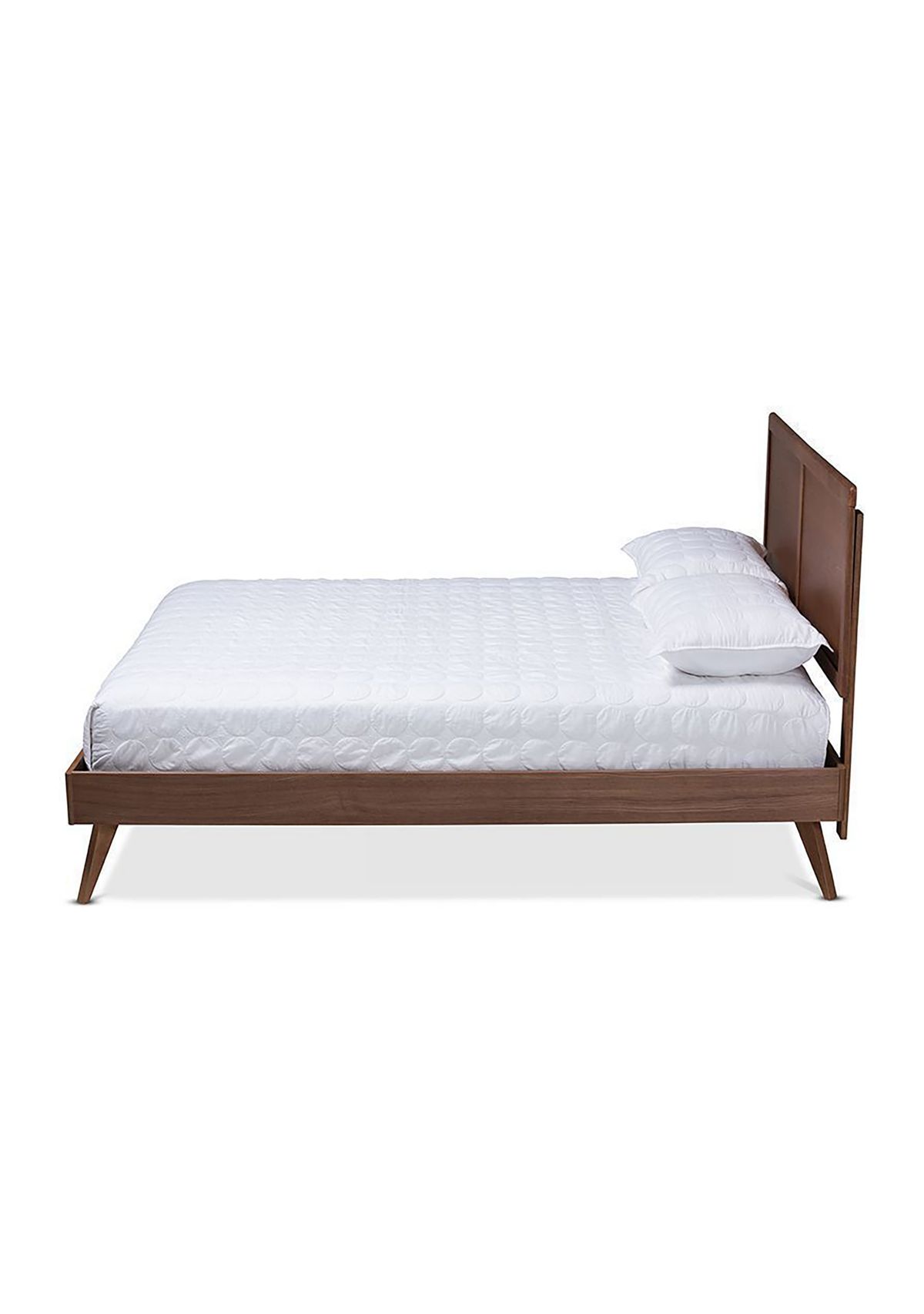 Zenon Mid-Century Modern Walnut Brown Finished Wood Platform Bed