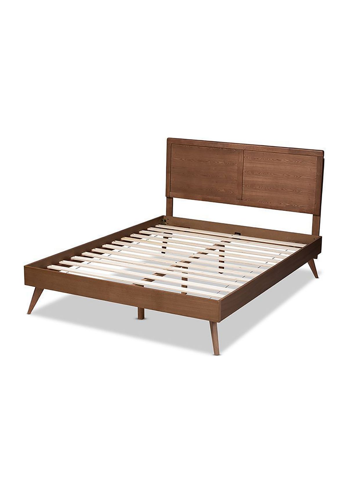 Zenon Mid-Century Modern Walnut Brown Finished Wood Platform Bed