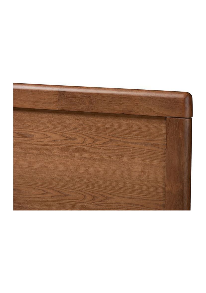 Zenon Mid-Century Modern Walnut Brown Finished Wood Platform Bed