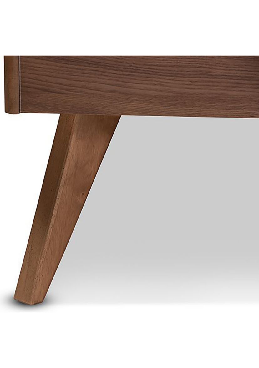 Zenon Mid-Century Modern Walnut Brown Finished Wood Platform Bed