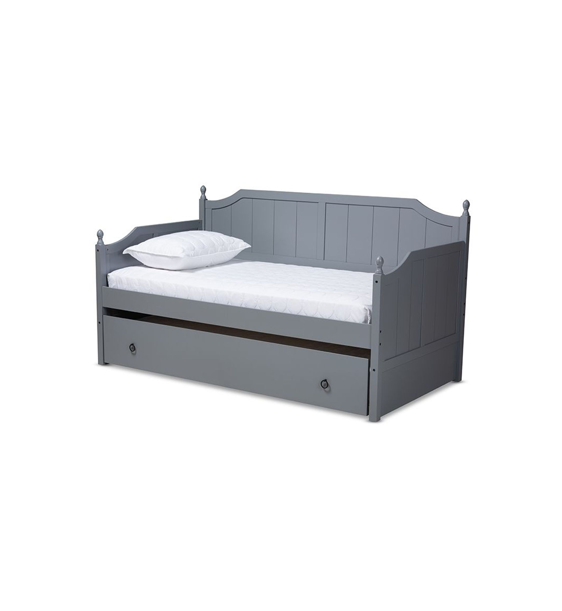 Millie Cottage Farmhouse Grey Finished Wood Daybed with Trundle