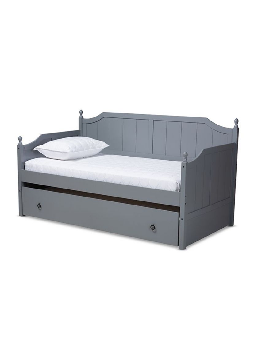 Millie Cottage Farmhouse Grey Finished Wood Daybed with Trundle