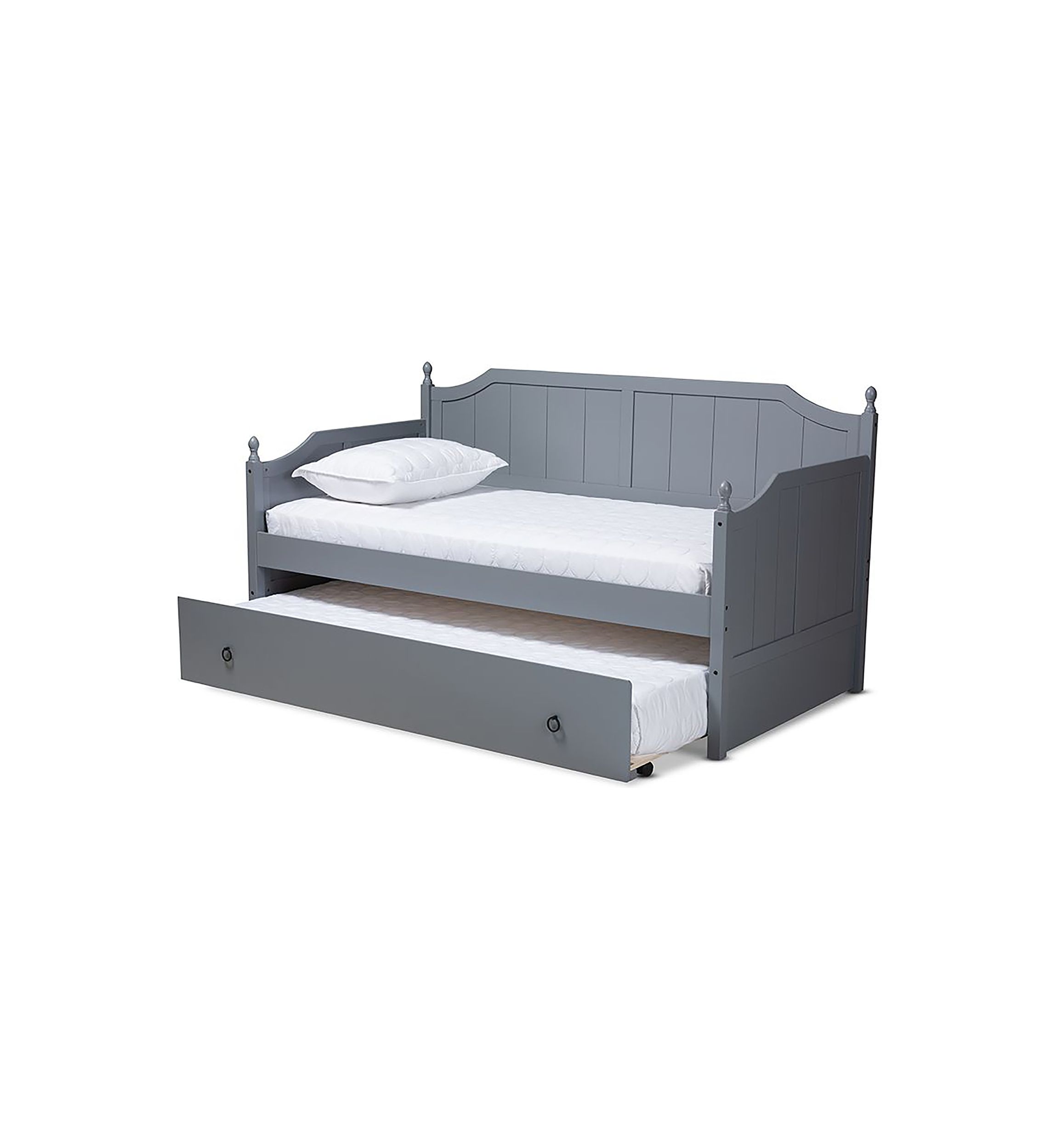 Millie Cottage Farmhouse Grey Finished Wood Daybed with Trundle