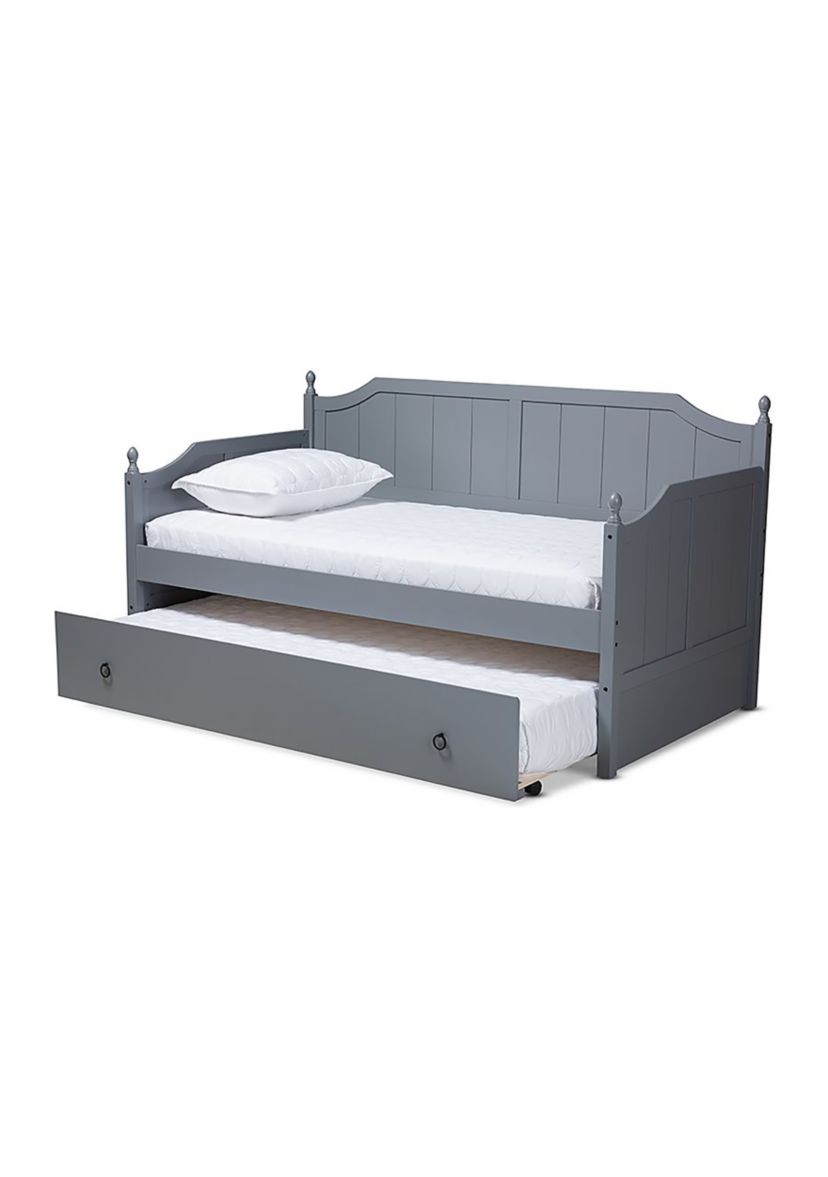 Millie Cottage Farmhouse Grey Finished Wood Daybed with Trundle